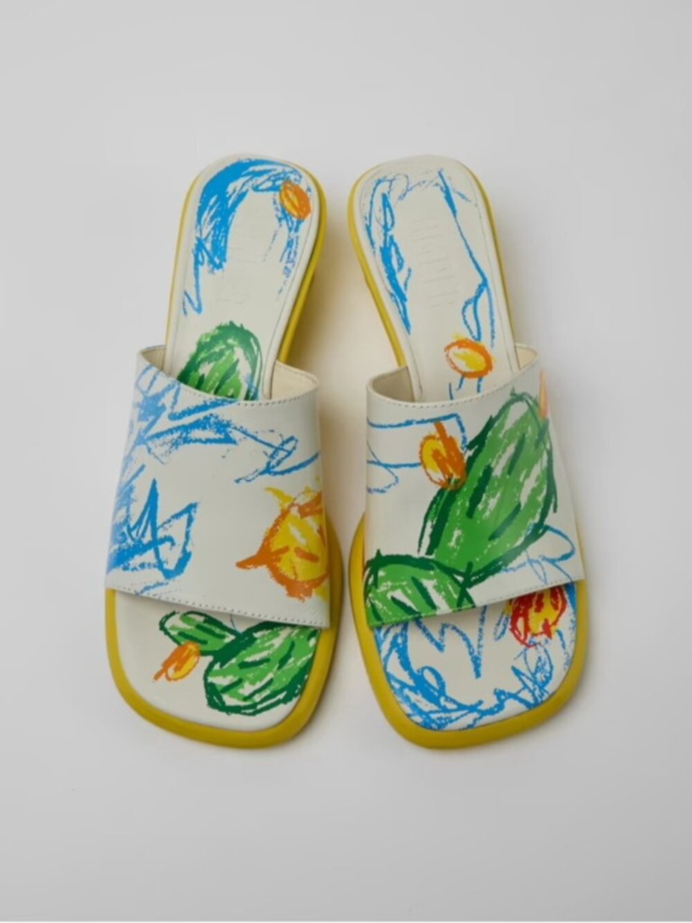 Camper Twins Printed Leather Slide Mule Sandals Size EU 38 = Women’s US 7.5 - Picture 16 of 16